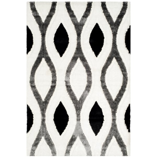 slide 2 of 2, SAFAVIEH Miami Shag Elsche Ogee 1.5-inch Thick Rug 3' x 5' - Ivory/Grey - Rectangle