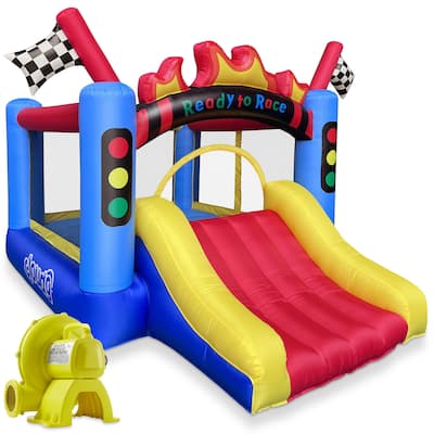 Race Car Bounce House for Kids with Blower Large Slide and Jump Area