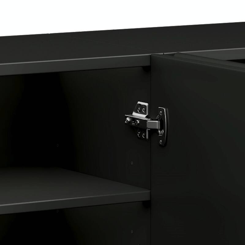 Stylish Thick Wavy Door TV Cabinet - Adjustable Shelves, TV Stand with 4 Cabinets for TVs Up to 75