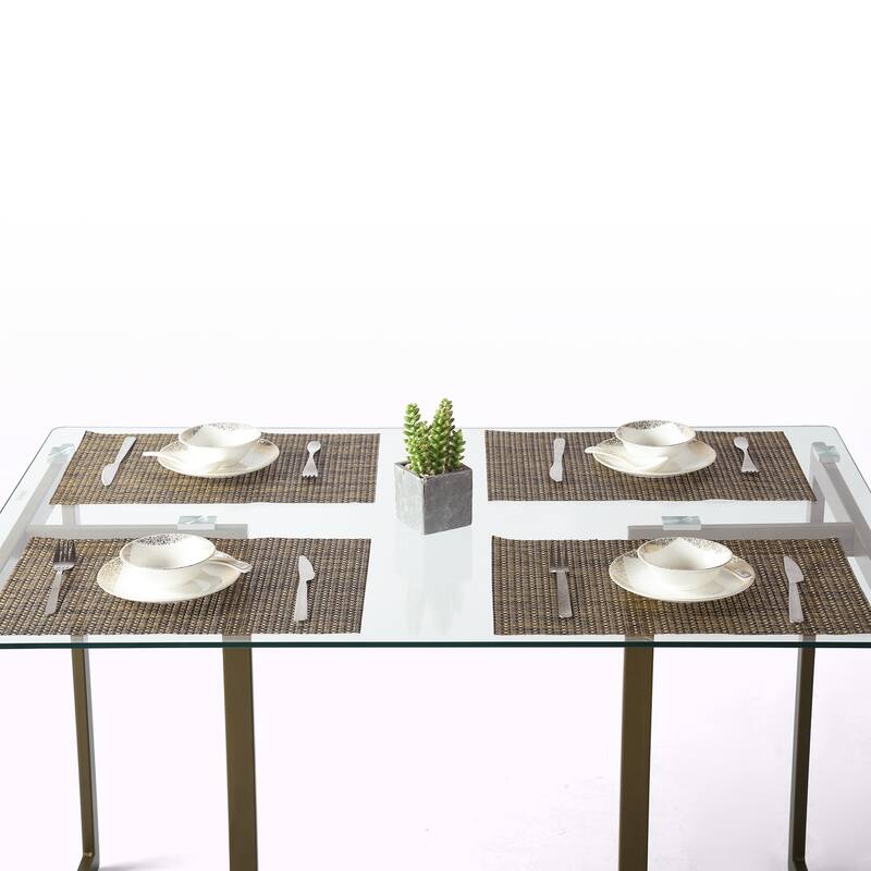47 in.Tempered Glass Top Gold Base Elegant Dining Table