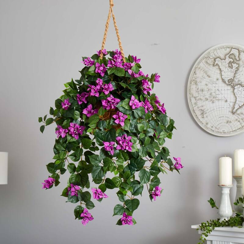 Artificial Plant in Basket - Indoor Decor, Greenery, Home Accent, Stylish Faux Plant, Living Room Decor - Purple