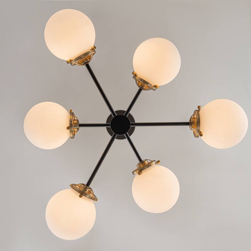 6-Light Modern Linear Sputnik Chandelier Cluster Globe Glass Kitchen Island Light