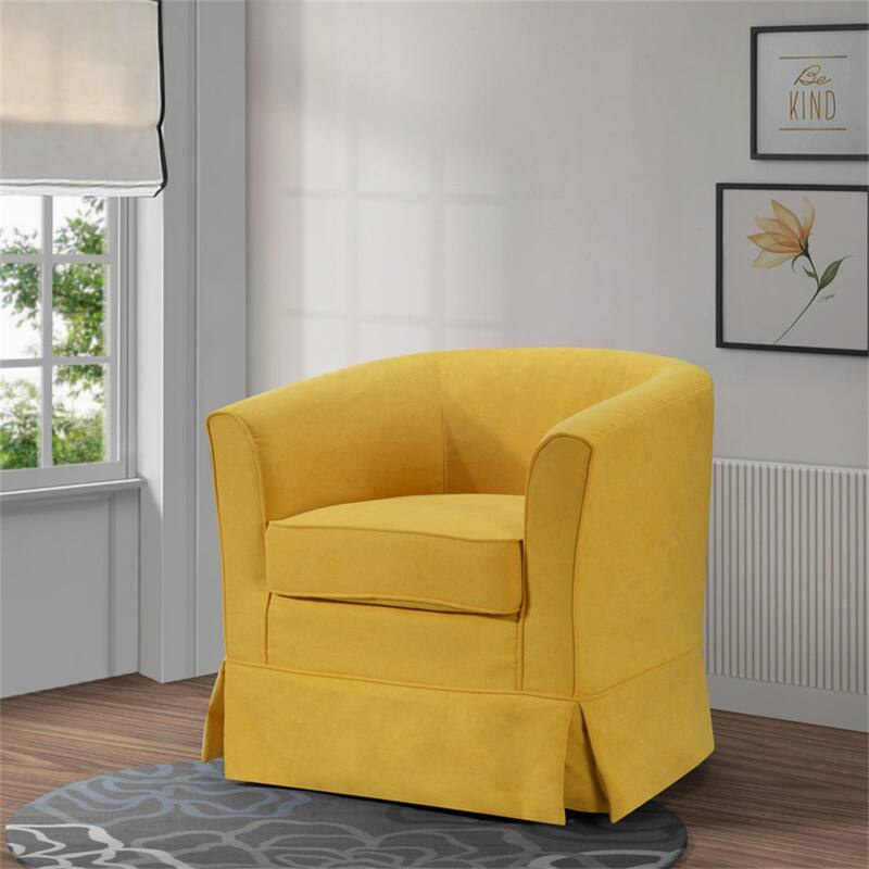Woven Fabric Swivel Barrel Chair