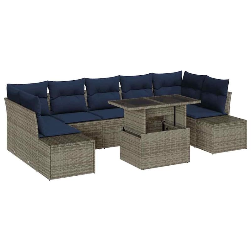 vidaXL 8 Piece Garden Sofa Set with Cushions - 113.8×60.6×27.2