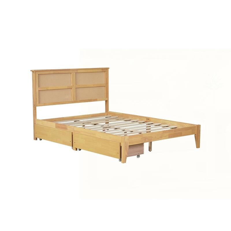 Rubber Wood Bed with Enhanced Support Salts and Feet