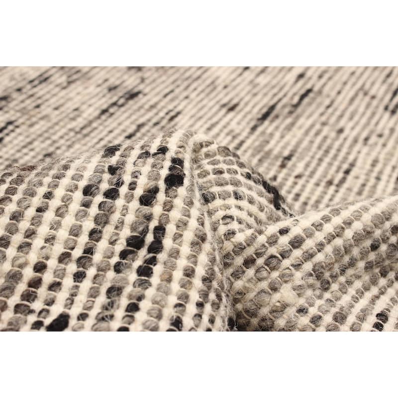 ECARPETGALLERY Braid weave Sienna Grey Wool Rug - 5'1 x 7'11