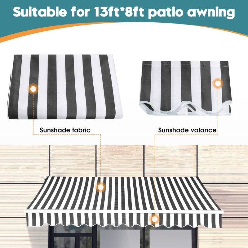 Patio Awning 13x8 Feet Fabric Replacement Sunshade Canopy