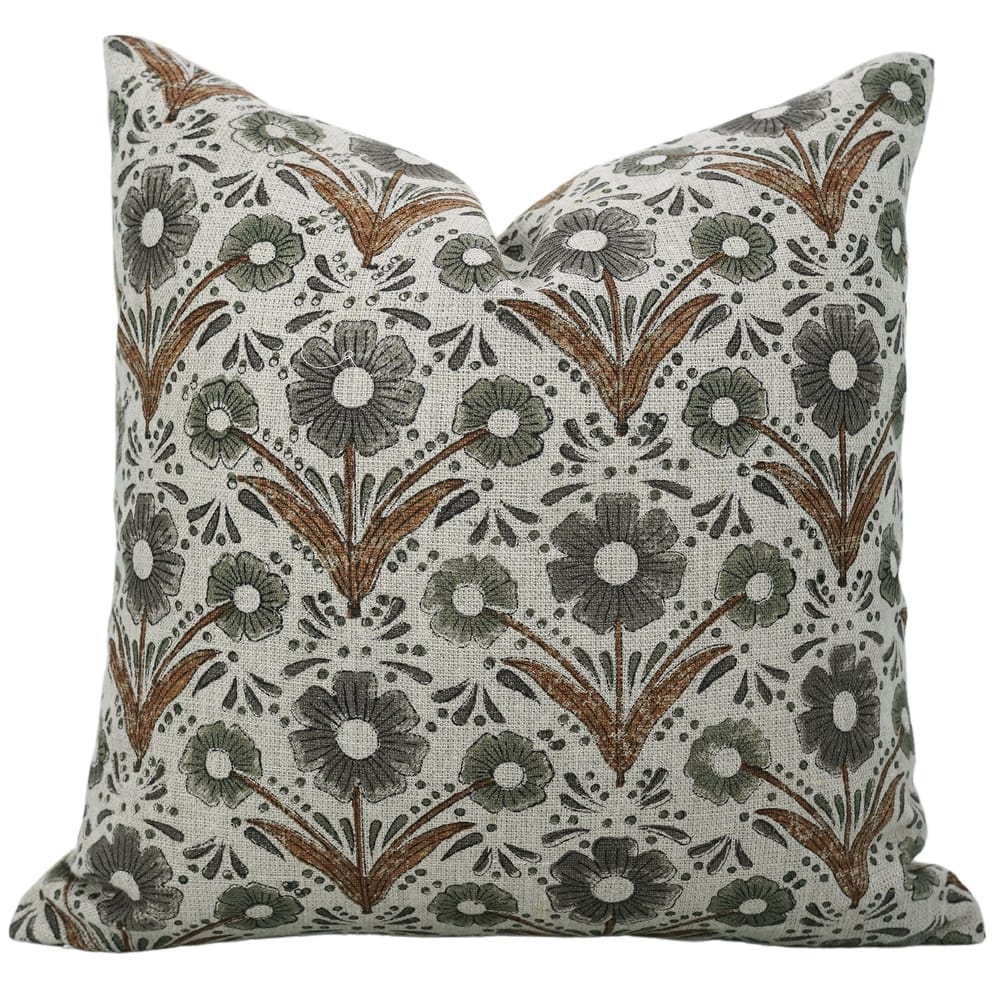 Linen Farmhouse Block print pillow Cover Vanshika