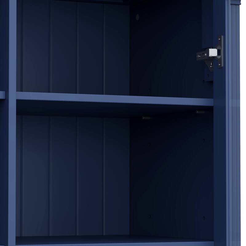 72''H Kitchen Pantry, Display Storage Cabinet with Glass Doors and Drawers, Serving Trays and Shelves