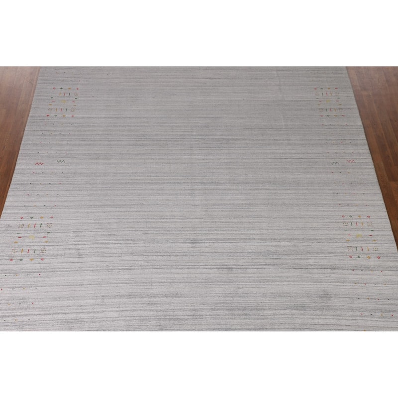 Striped Gabbeh Indian Area Rug Handmade Wool Carpet - 9'3" x 11'8"