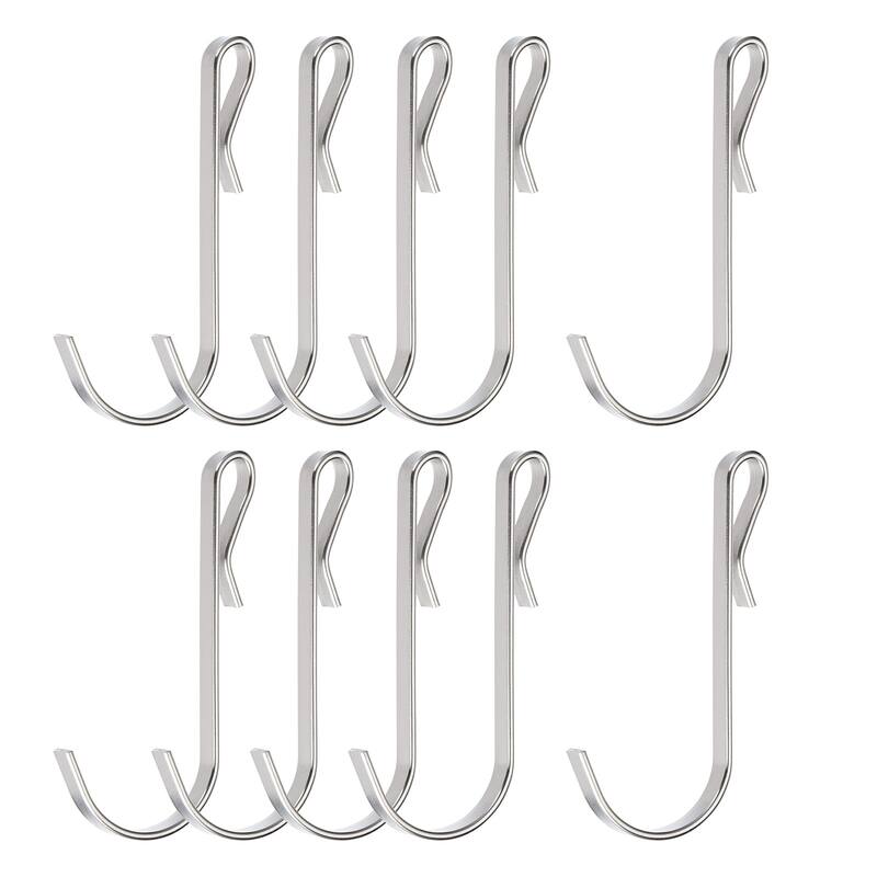 30pcs Stainless Steel J Shaped Hooks, Clip-on Hook Wire Rack Hook Silver