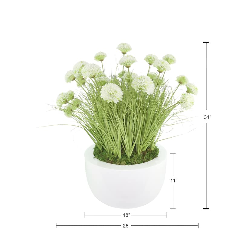 Dahlias in Round Fiberstone Planter - 31