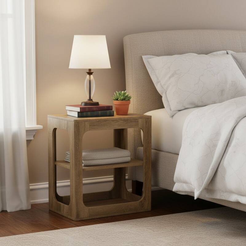 23.6" End Table with Storage Shelves, 3-Tier Side Table for Living Room