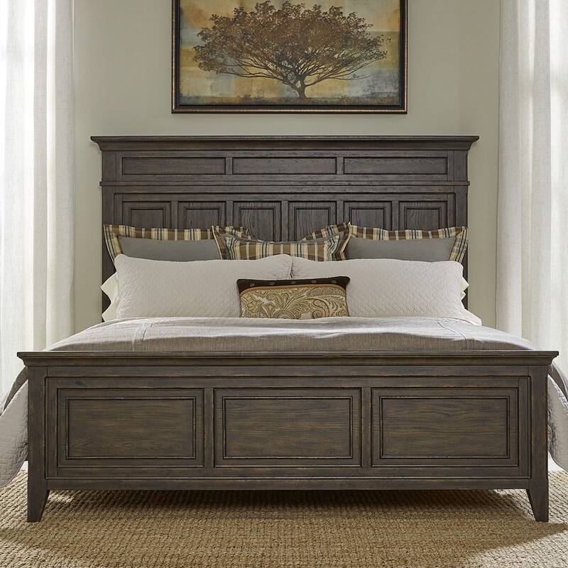 Paradise Valley Saddle Brown Panel Bed, Dresser and Mirror Set - Queen