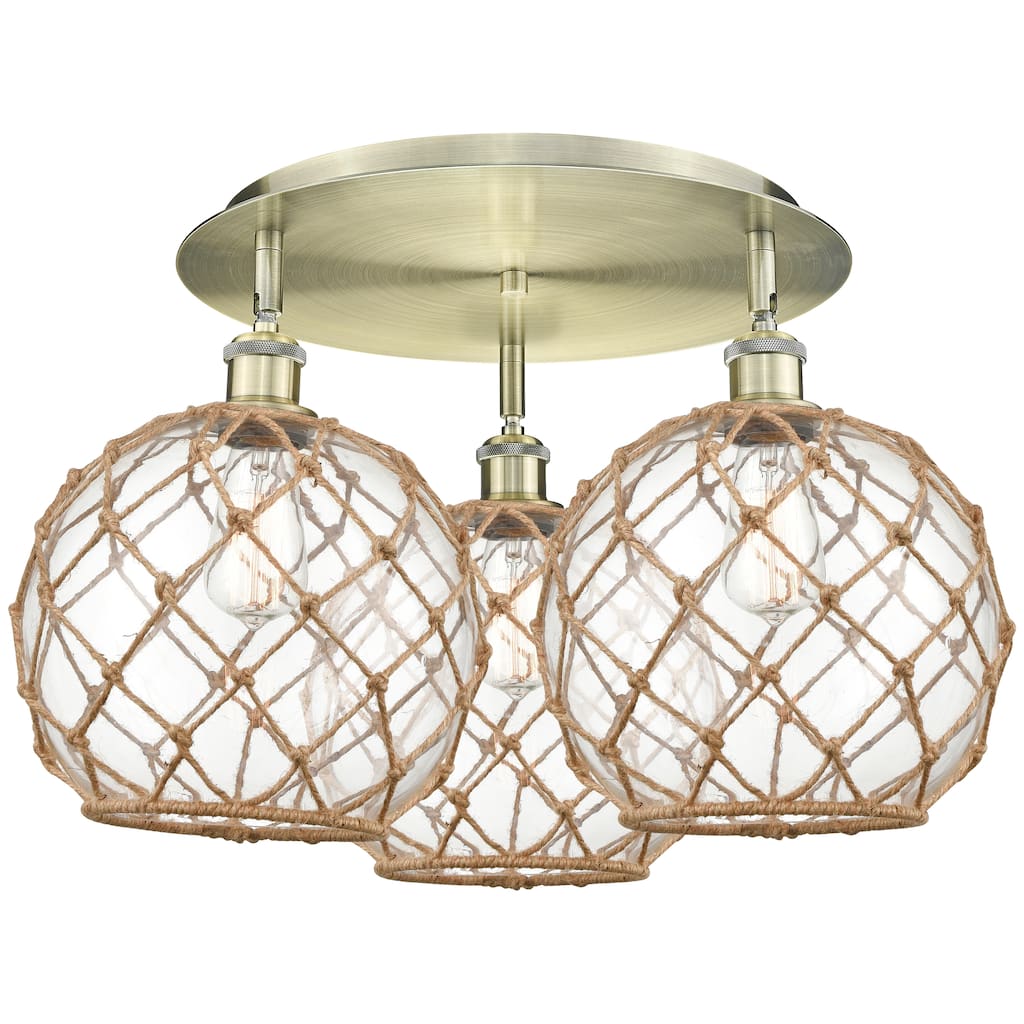 Innovations Lighting Endless Possibilities Ballston - Farmhouse Rope - 3 Light 22" Flush Mount