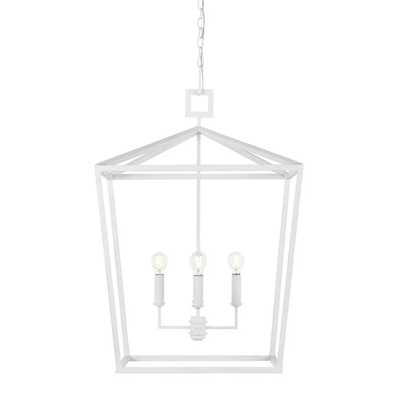 Currey & Company Denison White Grande Chandelier - 48"h x 32"w x 32"d - 48"h x 32"w x 32"d - Gesso White