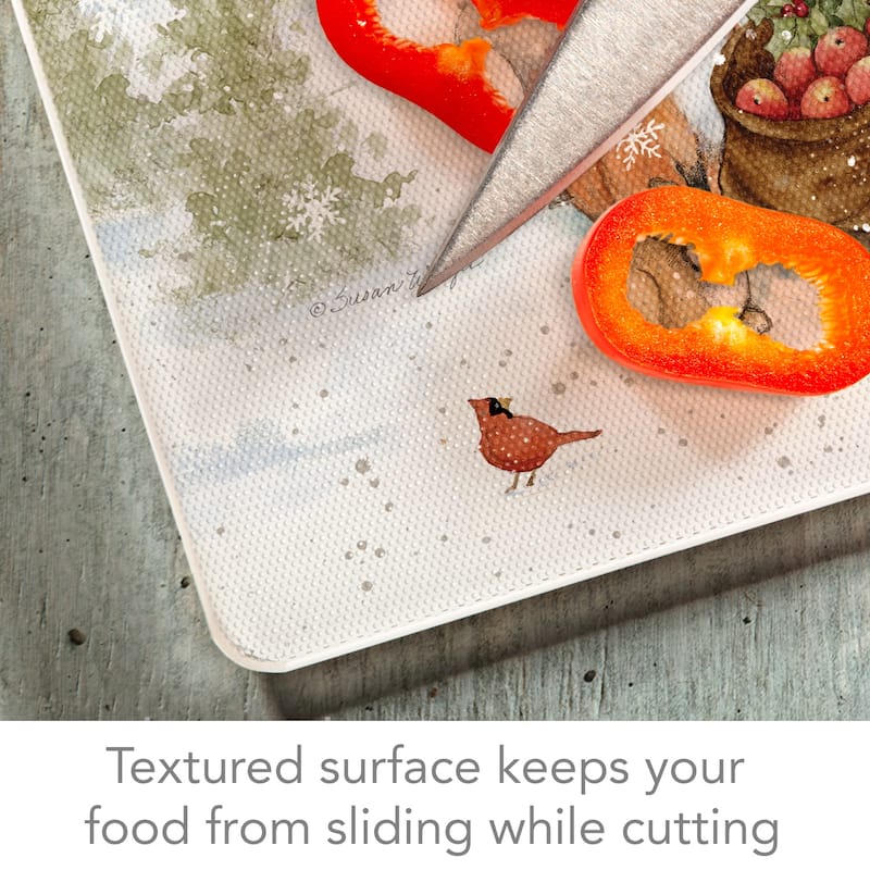 Tempered Glass Counter Saver / Cutting Board Winter Forest 10 Inch By 8 Inch Made In The USA
