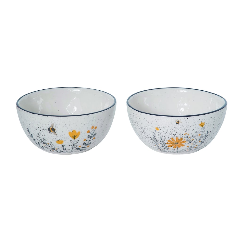 Transpac Ceramic Speckle Honey Bee Bowl Set of 2 Spring Home Decorations