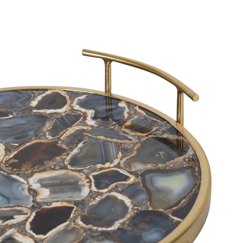 Kate and Laurel Marbury Round Metal Tray