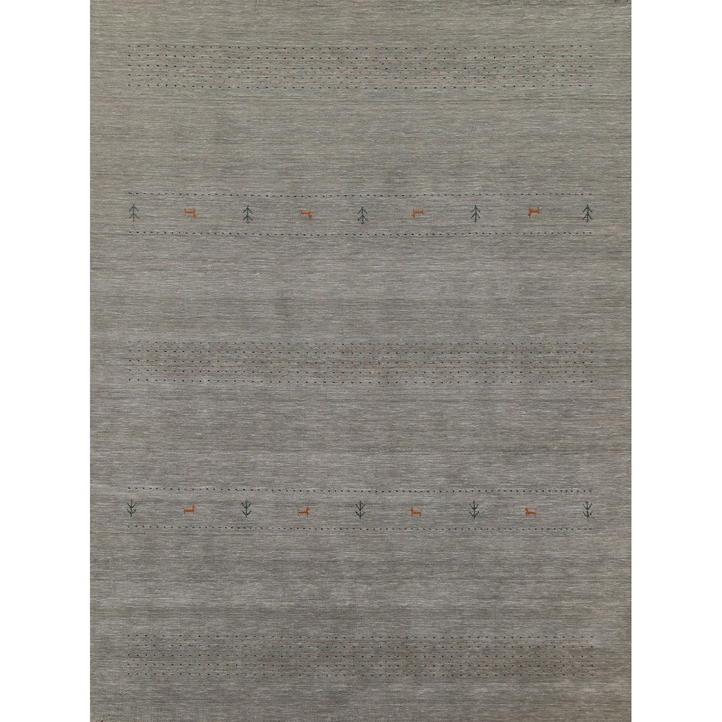 Tribal Gabbeh Indian Area Rug Handmade Wool Carpet - 7'10"x 9'8"