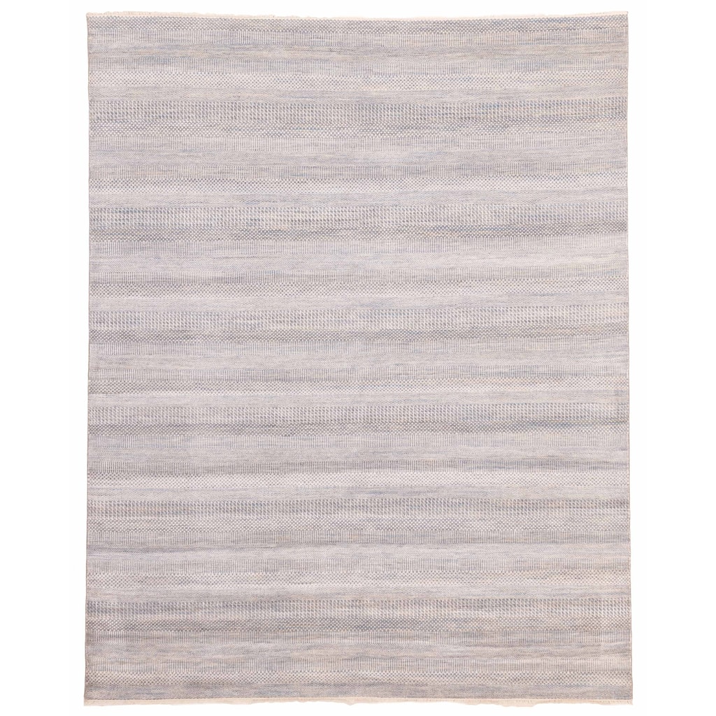 ECARPETGALLERY Hand-knotted Finest Silk Shadow Light Blue Silk, Wool Rug - 8'2 x 10'3