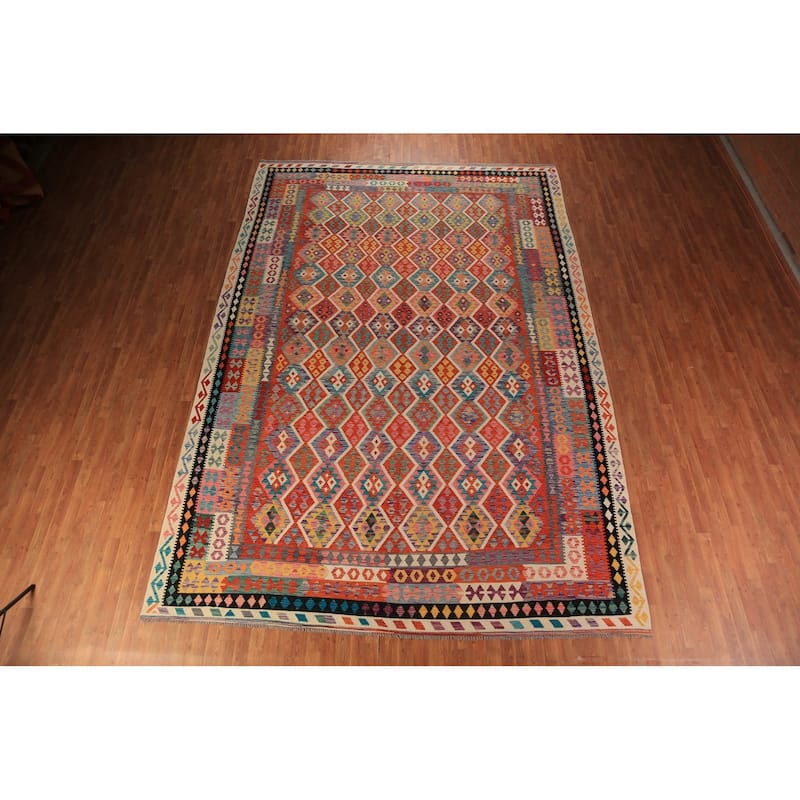 Southwestern Style Kilim Oriental Large Rug Flatweave Wool Carpet - 10'0"x 14'9"
