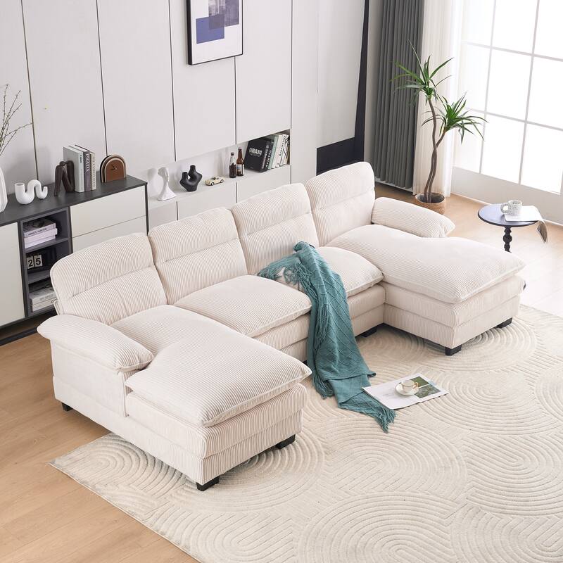 111.8" U-shaped profile sofa, including two single seats and two chaise
