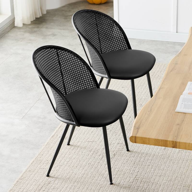Modern Upholstered Rattan Dining Chairs Set of 2/4