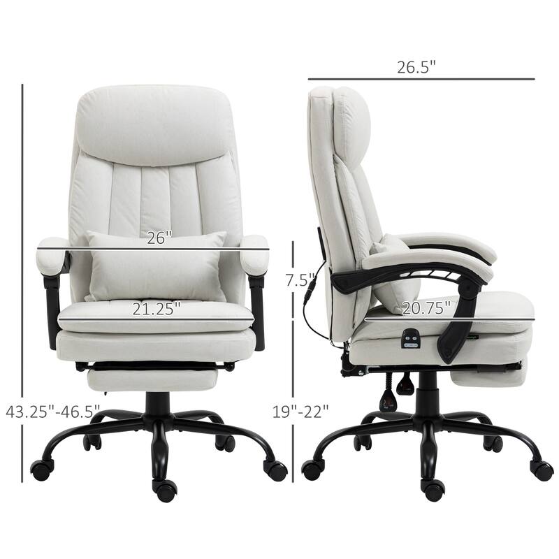Microfibre Executive Massage Office Chair, Swivel Computer Desk Chair,Heated Reclining Computer Chair with Lumbar Support Pillow