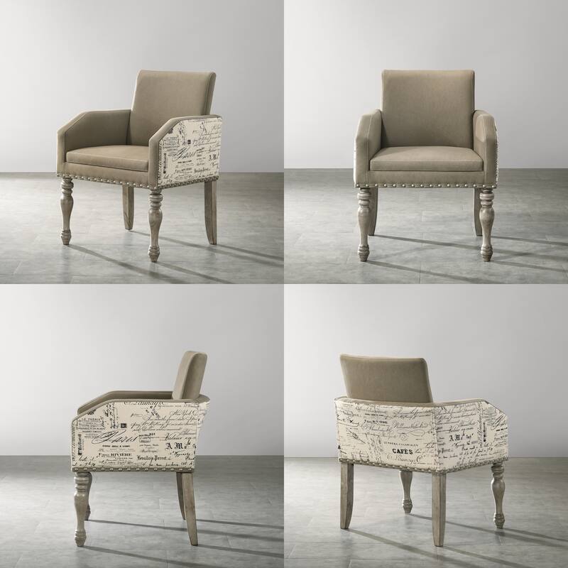 Roundhill Furniture Birmingham 7-Piece Dining Set, Extendable Table with Nailhead Chairs, Driftwood Finish