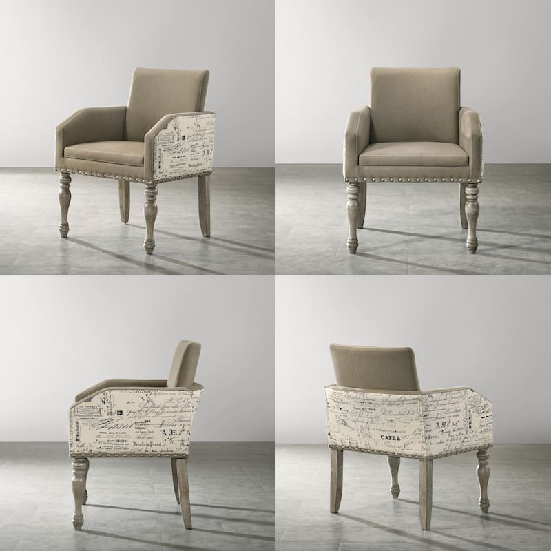 Roundhill Furniture Birmingham Nailhead 8-Piece Table with Nail Head Bench and Arm Chair Dining Set, Driftwood