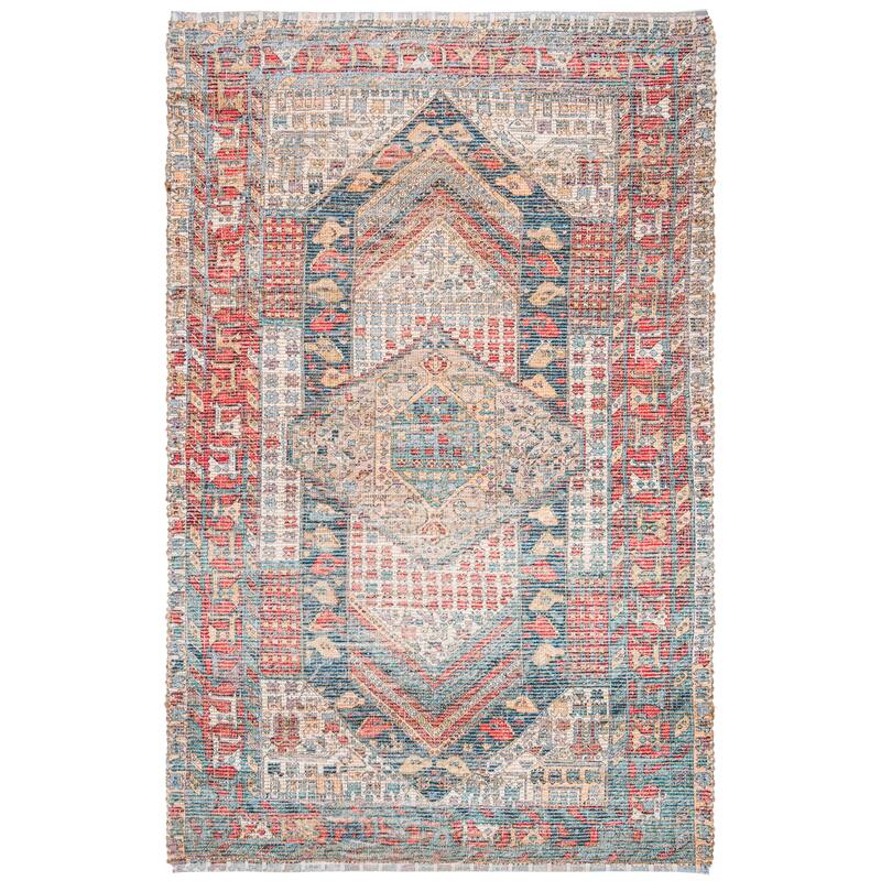 SAFAVIEH Handmade Saffron Brianda Modern Tribal Cotton Rug - 4' x 6' - Fuchsia/Blue