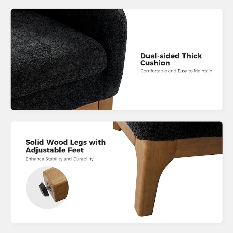 Augus Modern Boucle Barrel Armchair with Solid Wood Legs Set of 2 by HULALA HOME