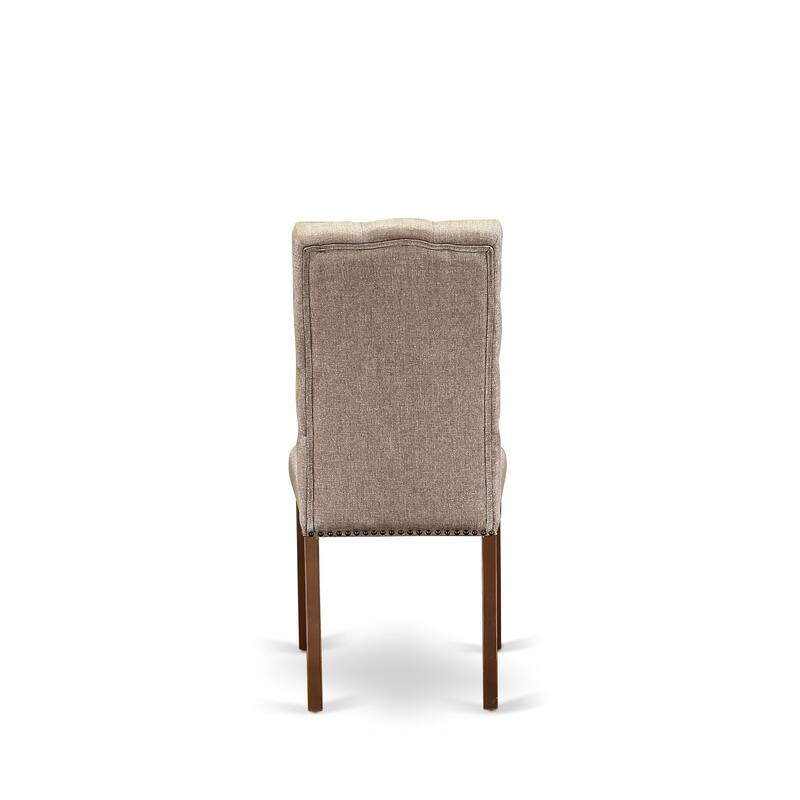 East West Furniture 5 Piece Dining Set- a Round Dining Table with Pedestal and 4 Linen Fabric Kitchen Chairs, (Finish Options)