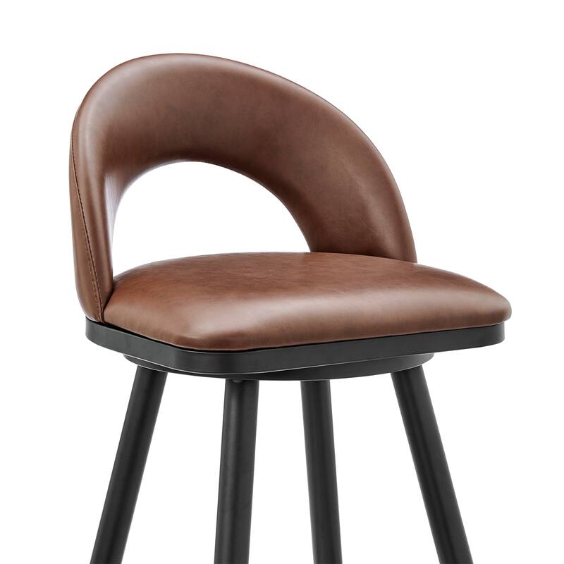 Charlotte Faux Leather and Metal Swivel Counter or Bar Stool