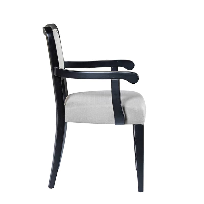 Dining Chairs Set of 2, Upholstered Solid Wood Dining Room Chairs, Traditional Fabric Kitchen Armchairs with Curved Back