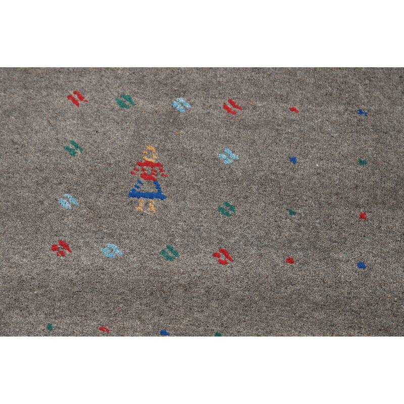 Hand Knotted Oriental 100% Wool Carpet Tribal Solid Greys & Charcoal Gabbeh Area Rug - 12' 5'' X 9' 3''