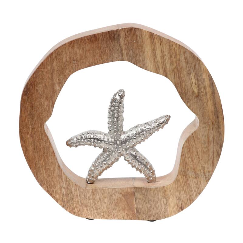 Decorative Figurine on Round Wooden Stand Sculpture