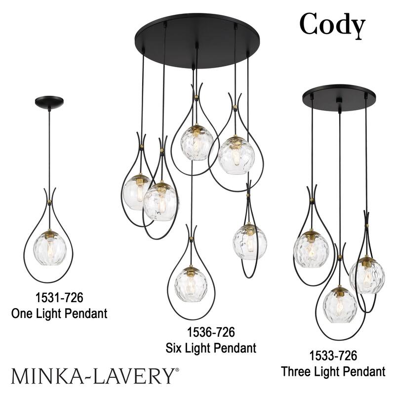 Minka Lavery 1531 Cody 9" Wide Mini Pendant with Clear Water Glass