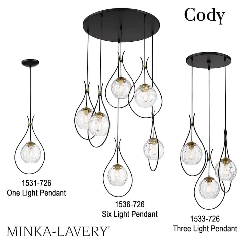Minka Lavery 1533 Cody 3 Light 19" Wide Pendant with Clear Water Glass