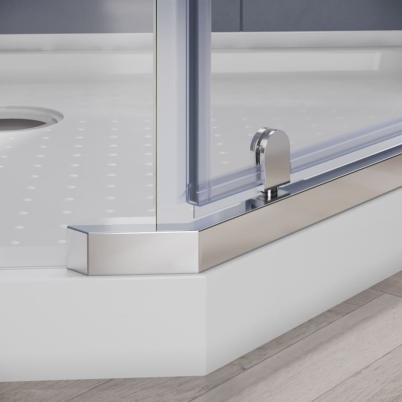 Elegant Neo-angle Frameless Sliding Shower Enclosure 36.5" W x 36.5" D x 72" H with 1/4" Clear Tempered Glass Door