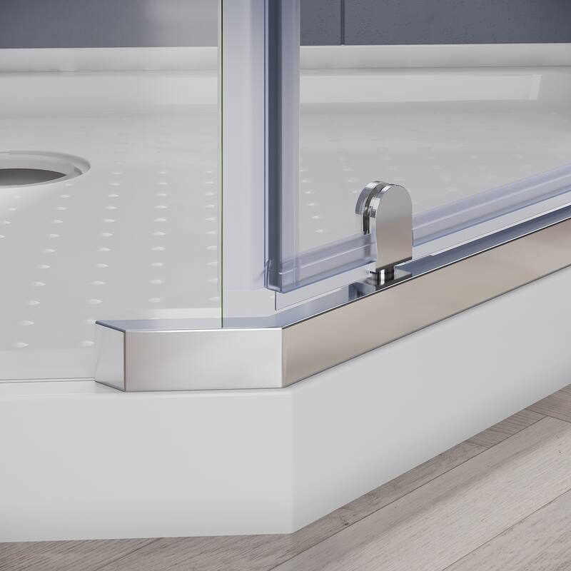 Elegant Corner Shower Enclosure 36 1/2 in. W x 72 in. H Neo-angle Sliding Shower Door 1/4 in. Tempered Glass with Shower Base