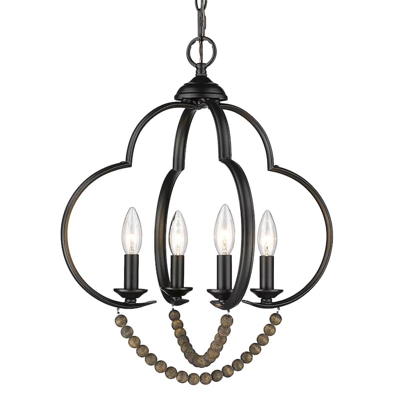 Flori 4 Light Pendant - 17"x20.75" - Black