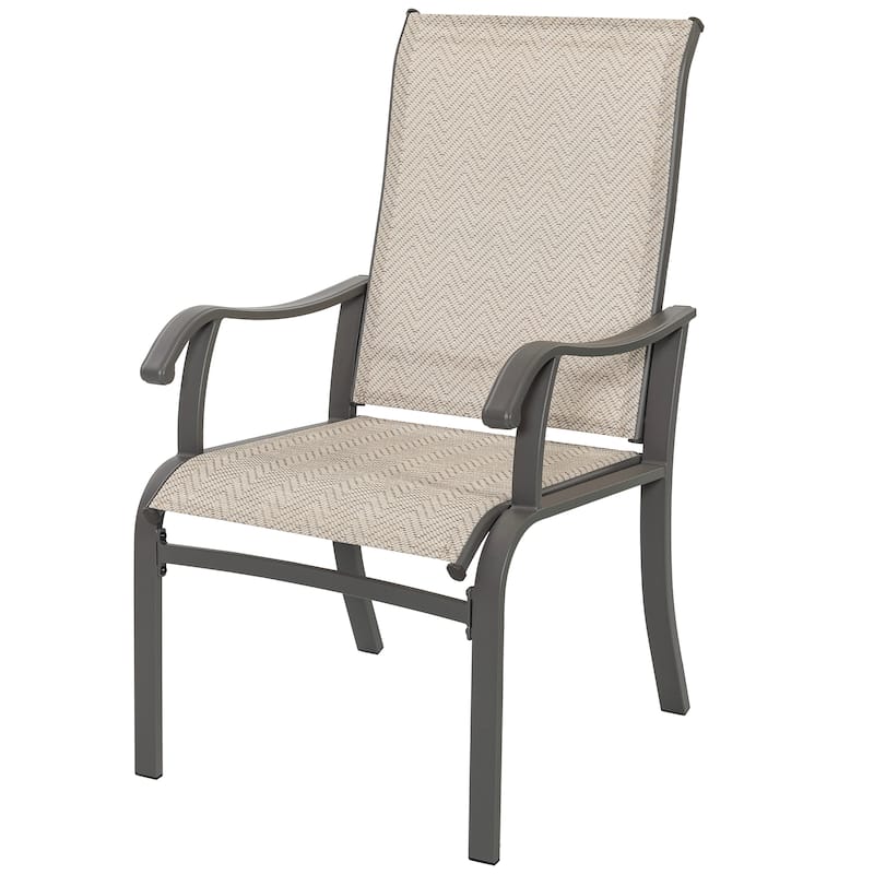 Outdoor 2-Piece Textilene Dining Chairs with Ergonomic Design, Beige