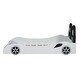 preview thumbnail 12 of 39, Wood Twin Size Race Car-Shaped Kids Platform Bed with LED and Upholstered Backrest, Bedroom Floor Bed Wood Frame for Kids Teens