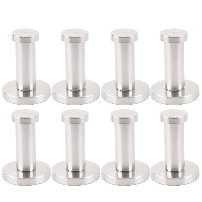 8pcs Stainless Steel Round Wall Mount Shower Robe Towel Hanger Hook - Silver Tone - 1.57" x 2"(Base D*H)