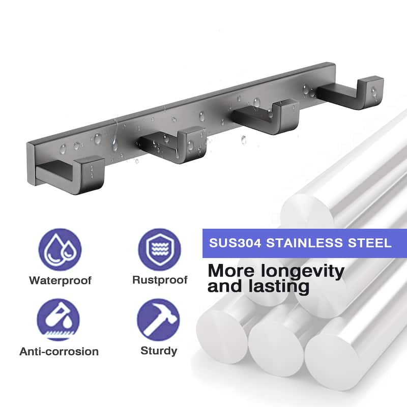 Heavy-duty Stainless Steel Towel Hook With 4 Hooks