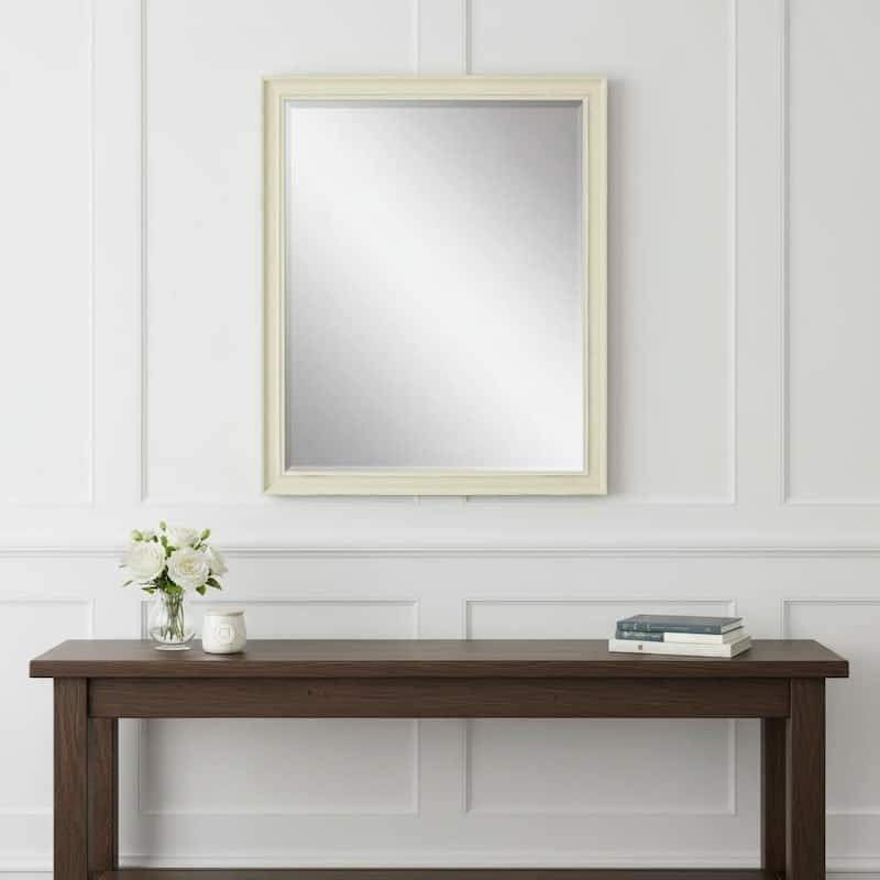 HomeRoots 44" White Solid Wood Framed Accent Mirror - 34.00 in. x 44.00 in. x 2.00 in. - 34.00 in. x 44.00 in.  x 2.00 in.