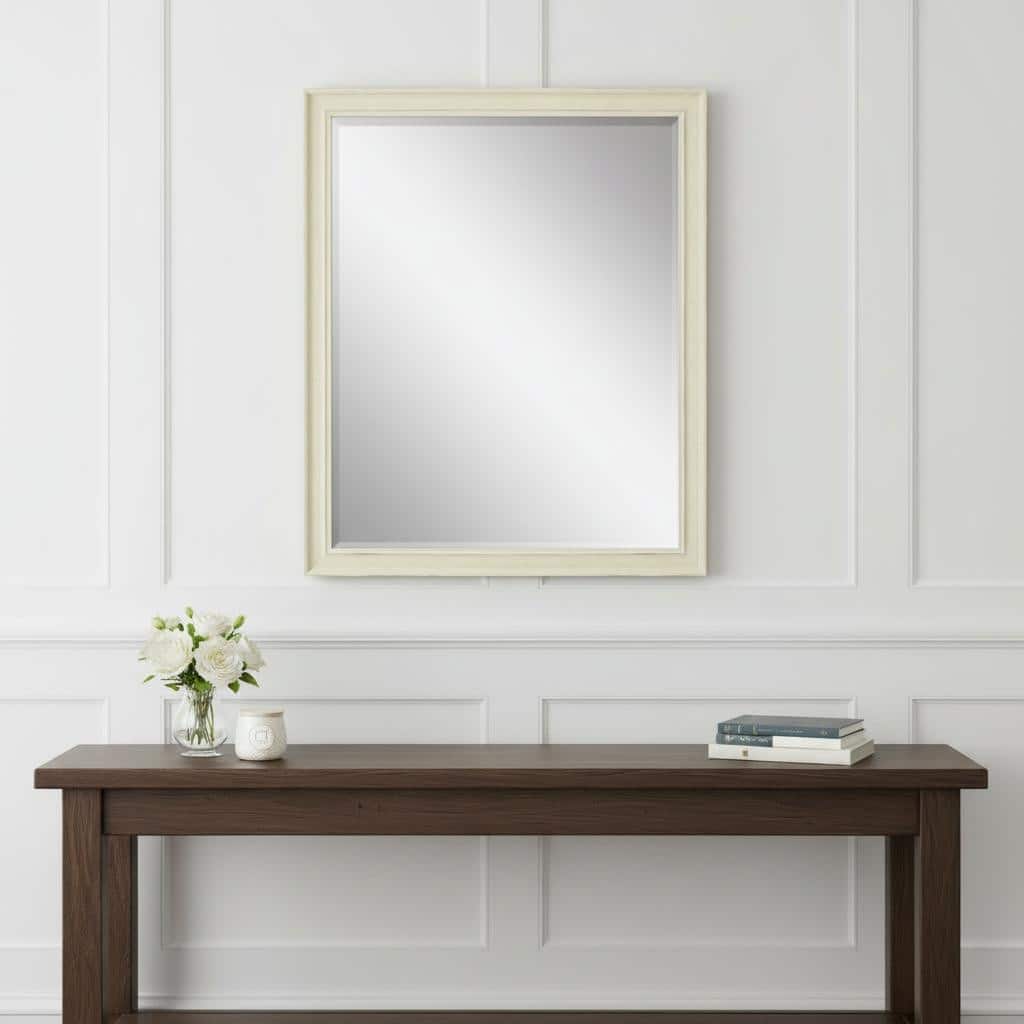 HomeRoots 44" White Solid Wood Framed Accent Mirror - 34.00 in. x 44.00 in. x 2.00 in.