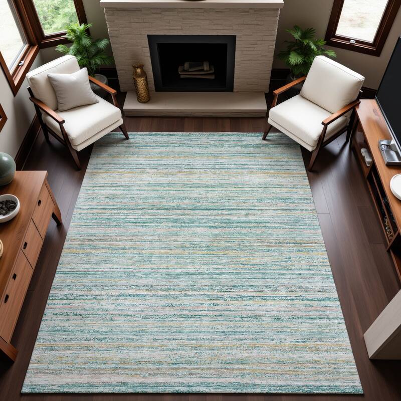 Premium Washable Super Soft Ombre Stripes Mayfield Rug - Teal - 3' x 5'
